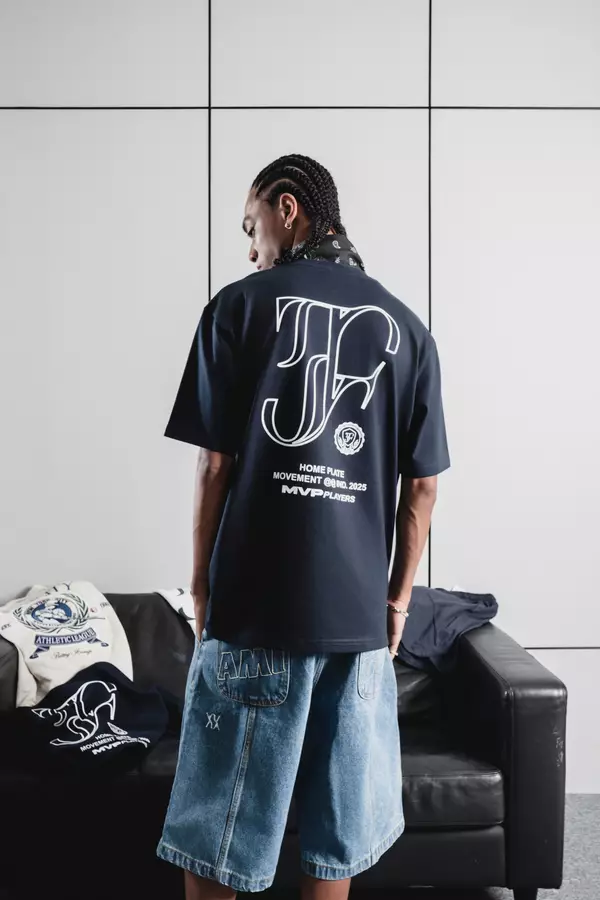 FACILITY Baseball Collection - Kaos Pria Jude Oversize Tee - Sky Captain Blue