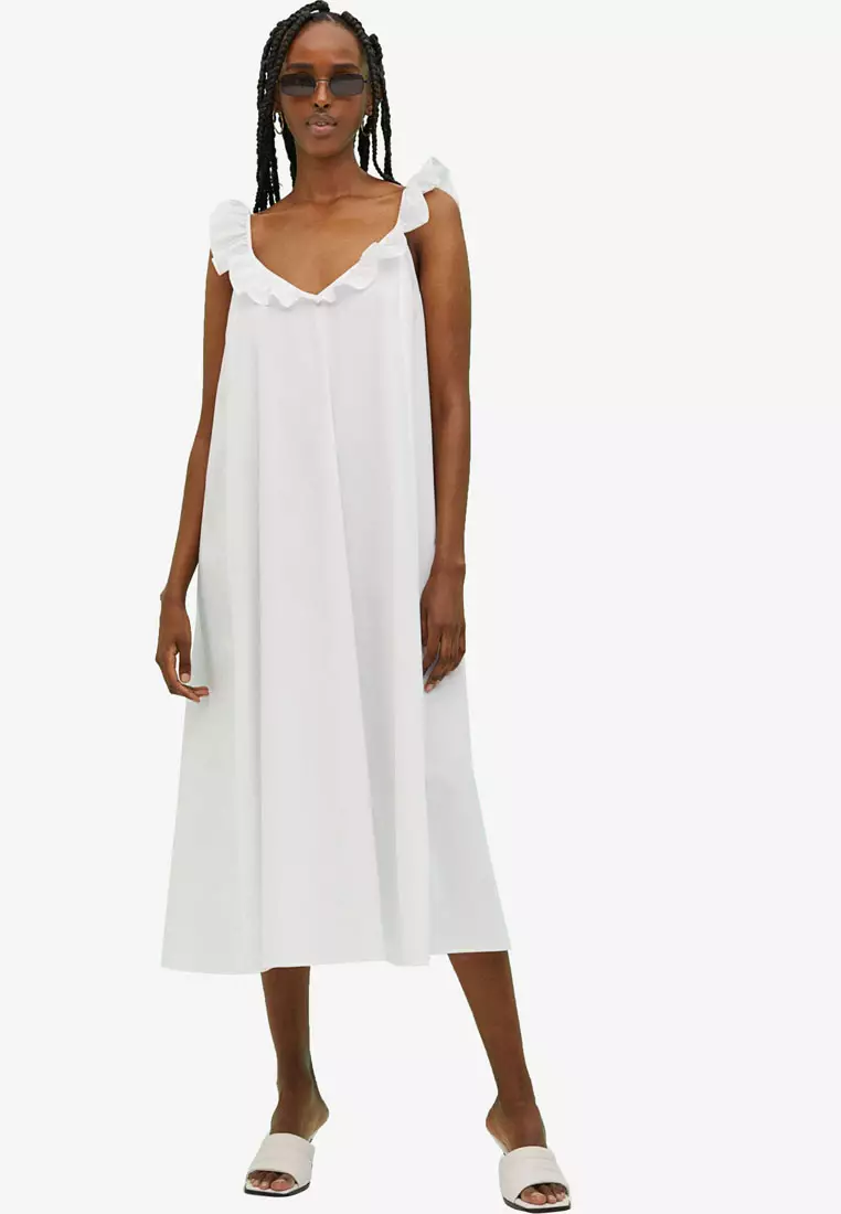 H&m white 2024 ruffle dress