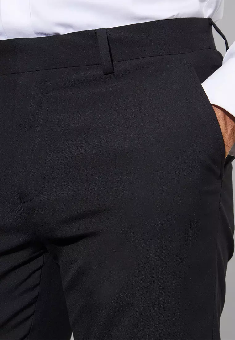 Enzy Basic Celana Formal Pria Ankle Pants - Hitam