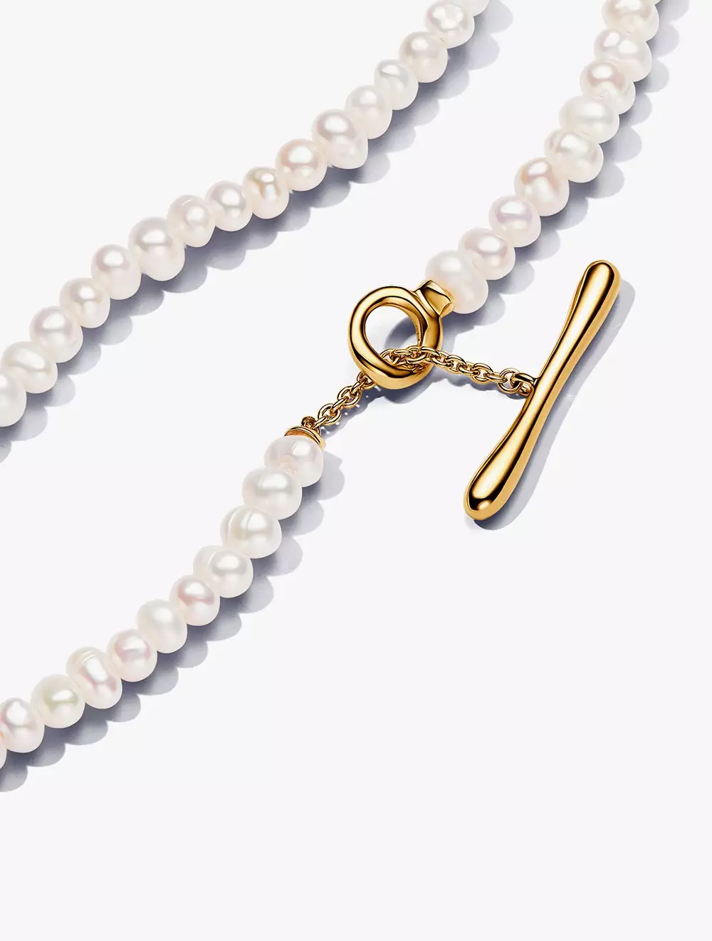 14k Gold-plated necklace with white treated freshwater cultured pearl
