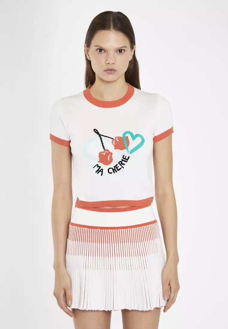 White Coral Multi Contrast Knitted Top