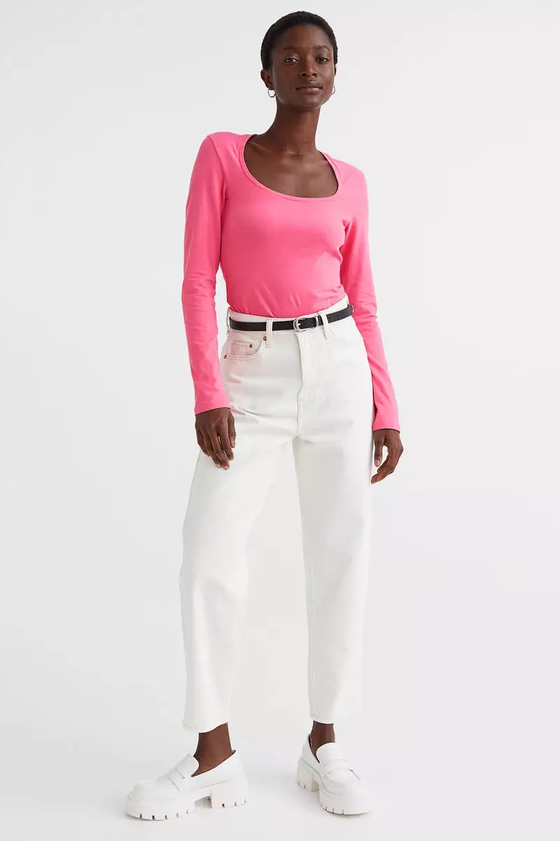 Long-sleeved jersey top