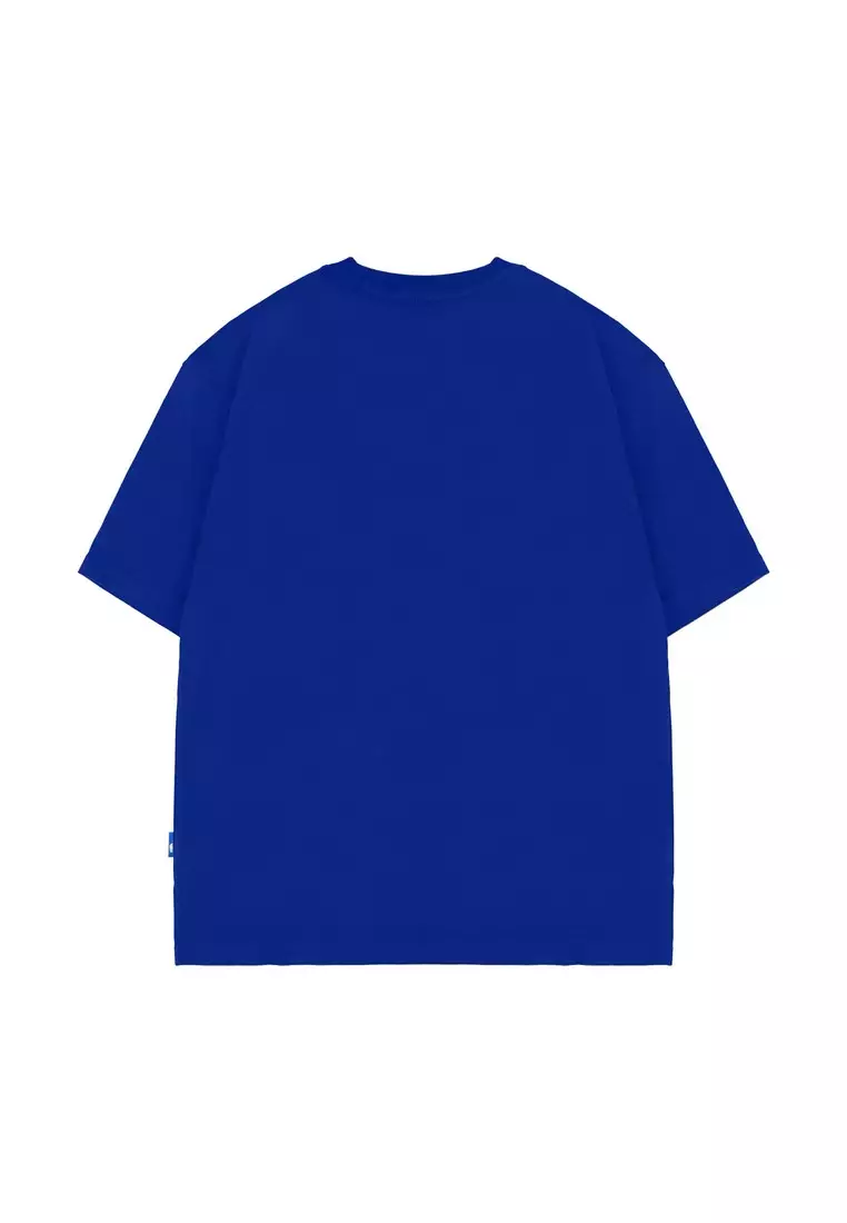 Moutley Men's T-Shirt Short Sleeve Oversized Fit Cotton 20s Blue OL-C130325