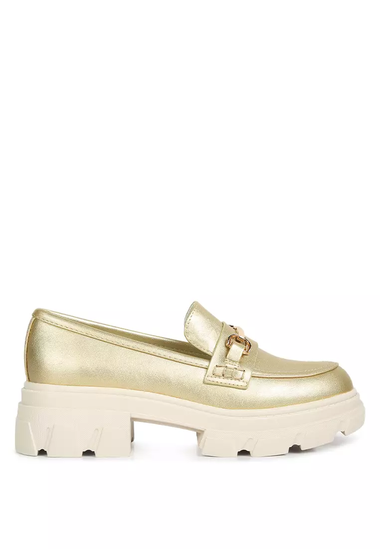 Discount on London Rag  shoes - SKU: Champagne Gold Metallic Platform Loafers