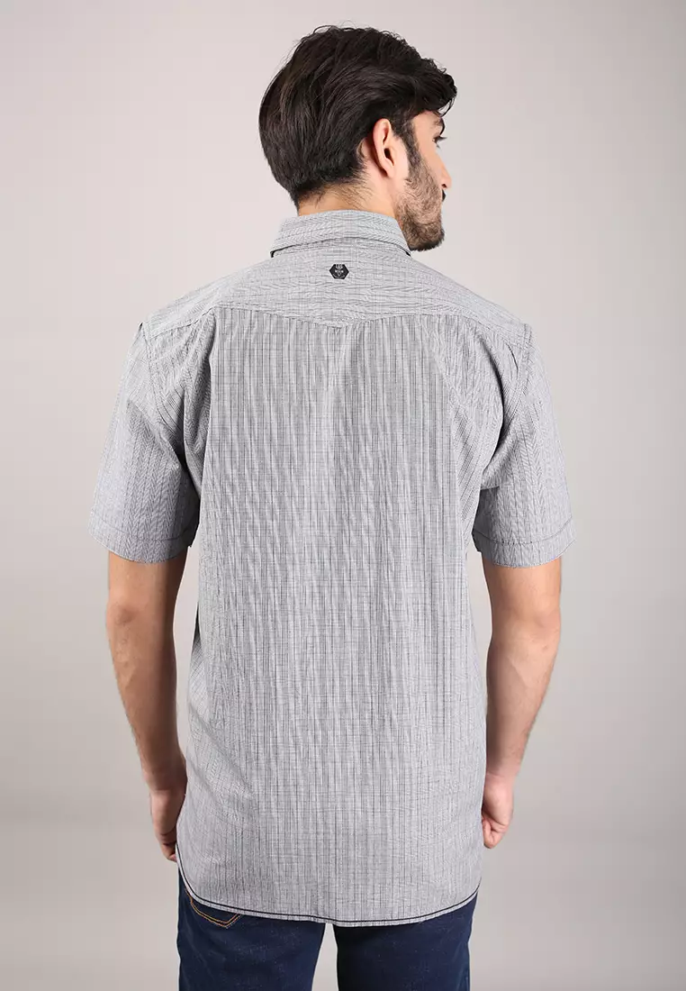 LGS - Kemeja Casual Pria - Lengan Pendek - Abu - Regular Fit - CSH.270.S570.1266.C
