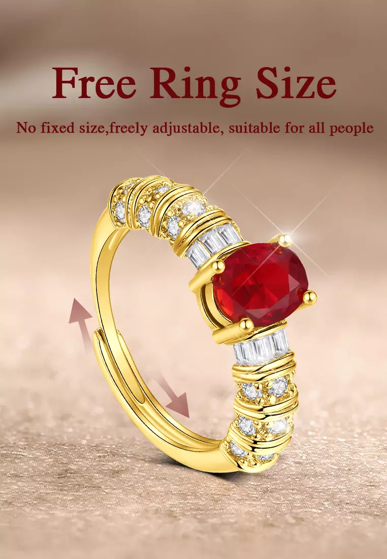 Cincin Wanita Jewelery Original Korea Style Berlian Red Zirconia Ring