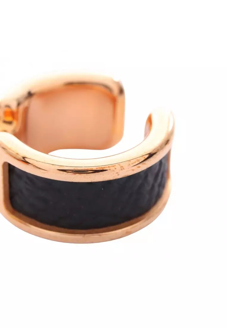 Pre-Loved Hermès Olymp PM ear cuff GP leather Pink gold black