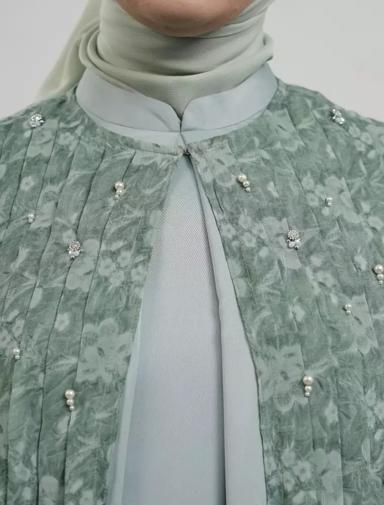 Zenara Dress Green | Dress Wanita  | Bahan Chiffon Motif