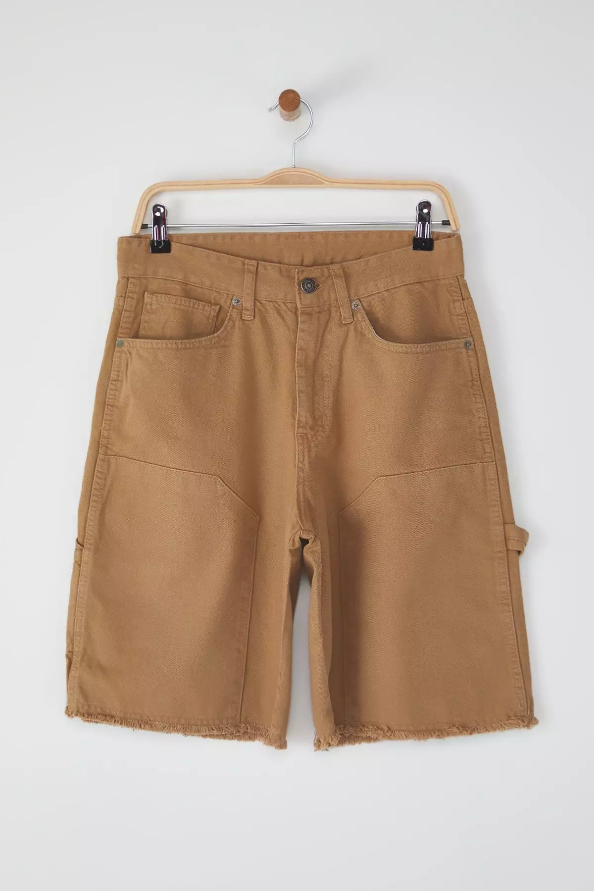 Camel Patchwork Wide Denim Shorts & Bermuda Shorts TMNSS25SR00038
