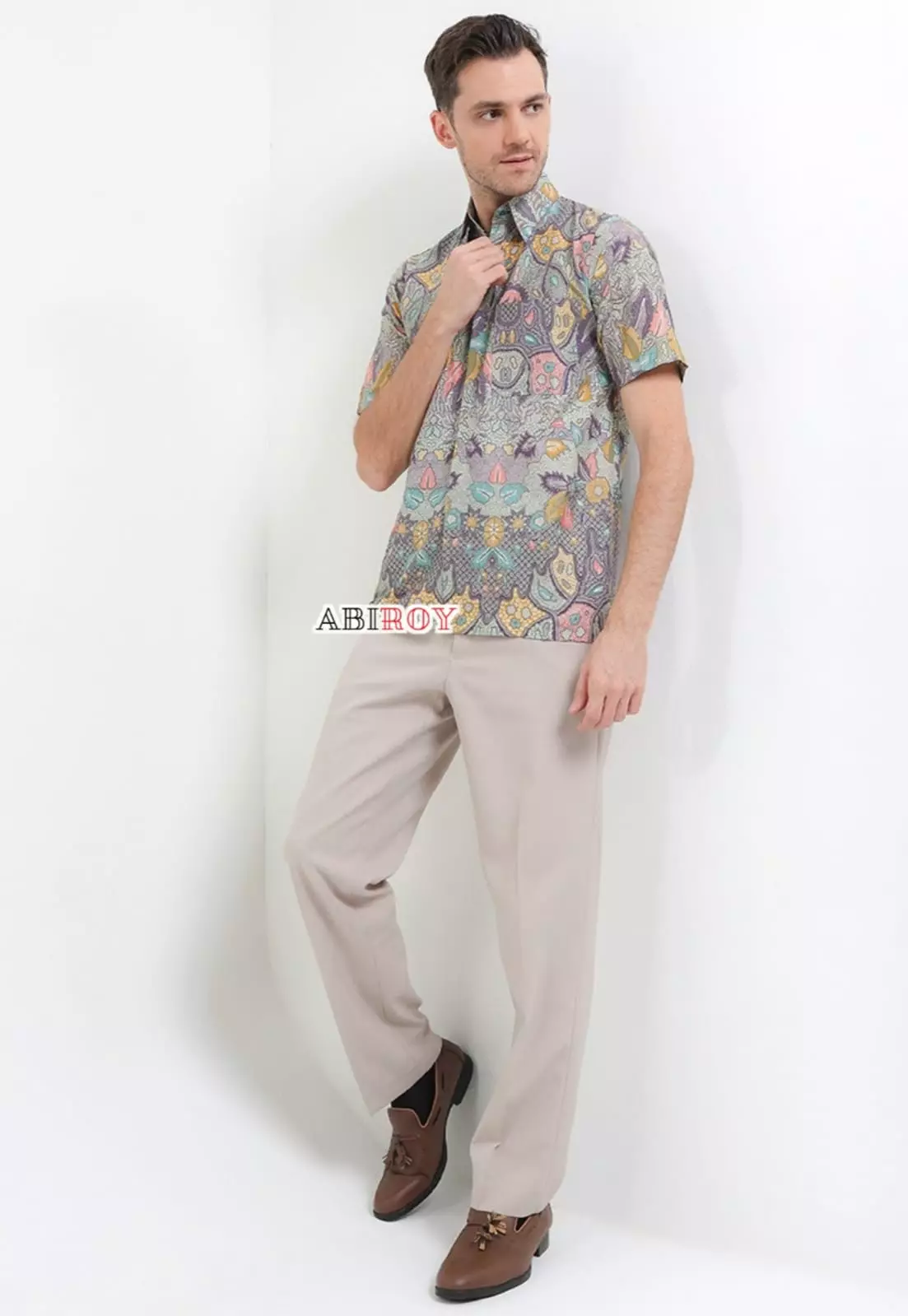 Cempraka Ungu Kemeja Batik Pria Premium Slimfit Lengan Pendek NLN