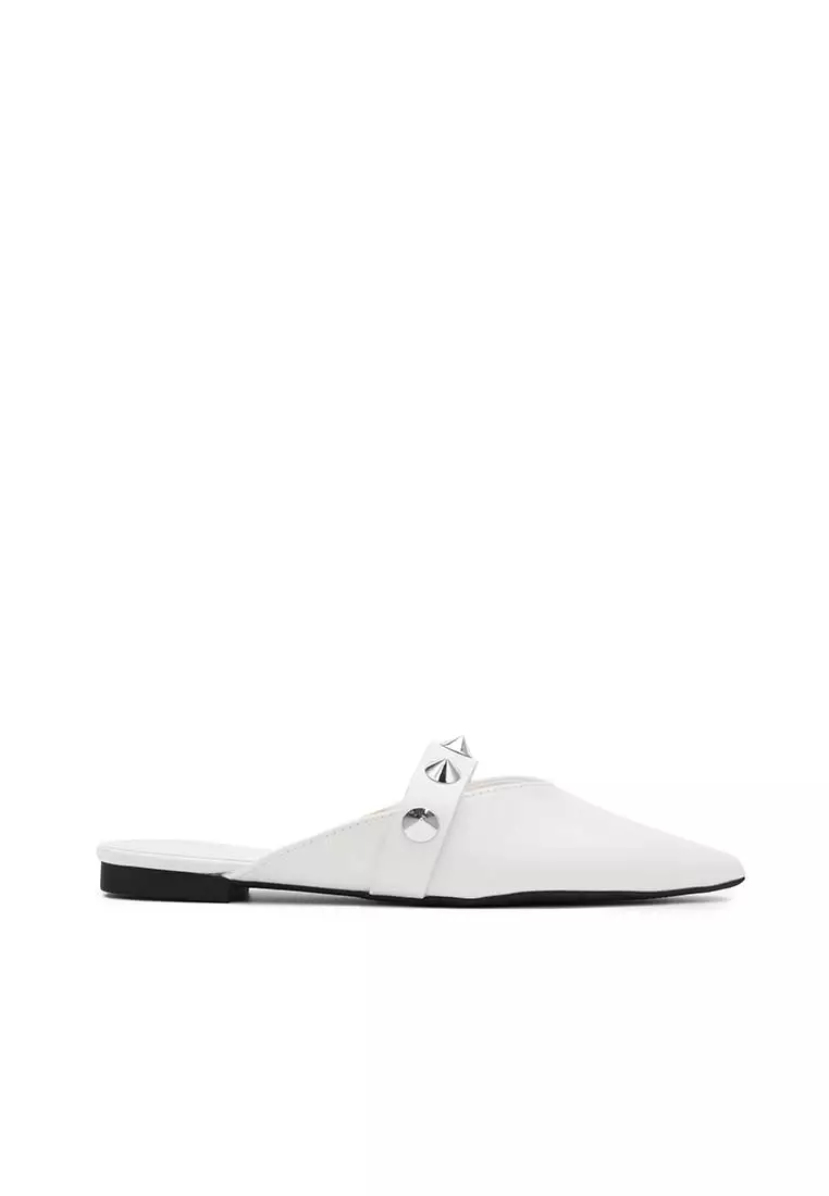 White flat outlet mules shoes