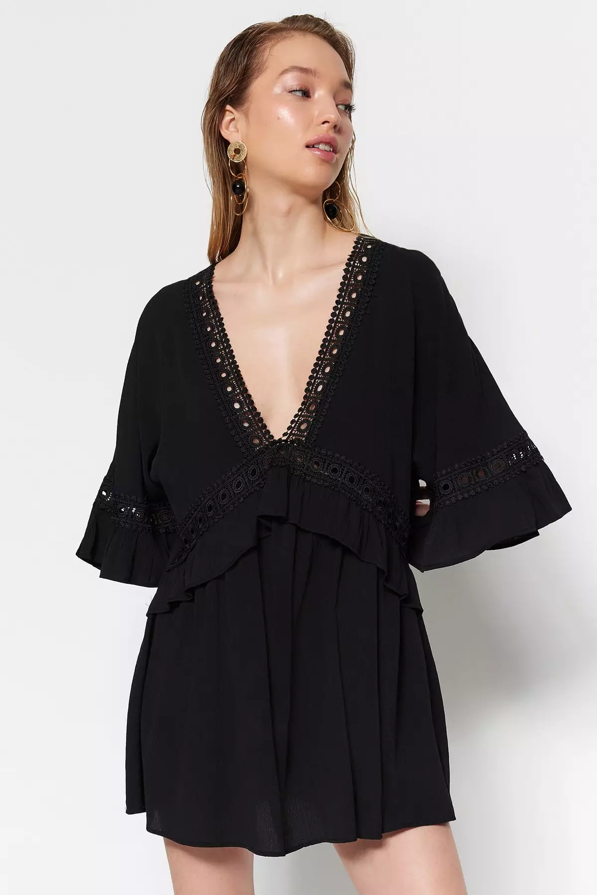 Lace Stripe Detailed Beach Dress