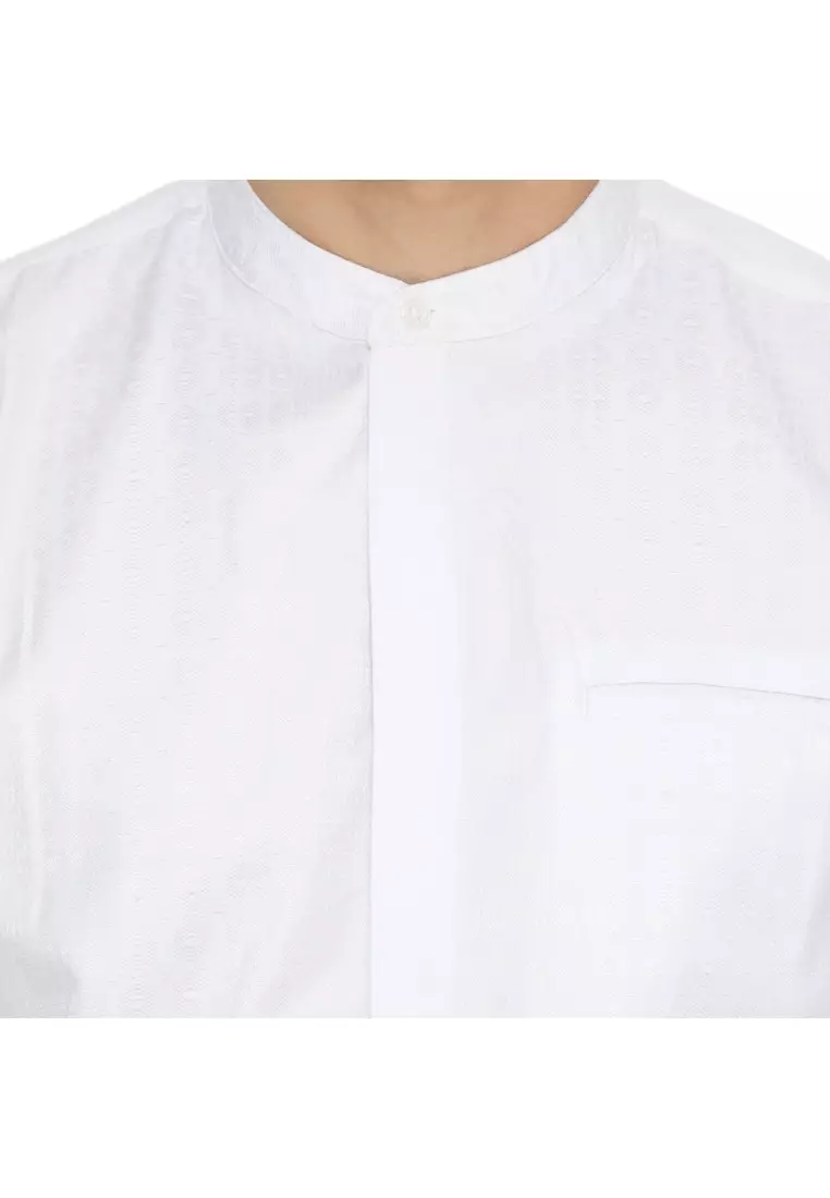 POLICE Kemeja Koko Polos Putih Regular Fit Lengan Panjang Pria