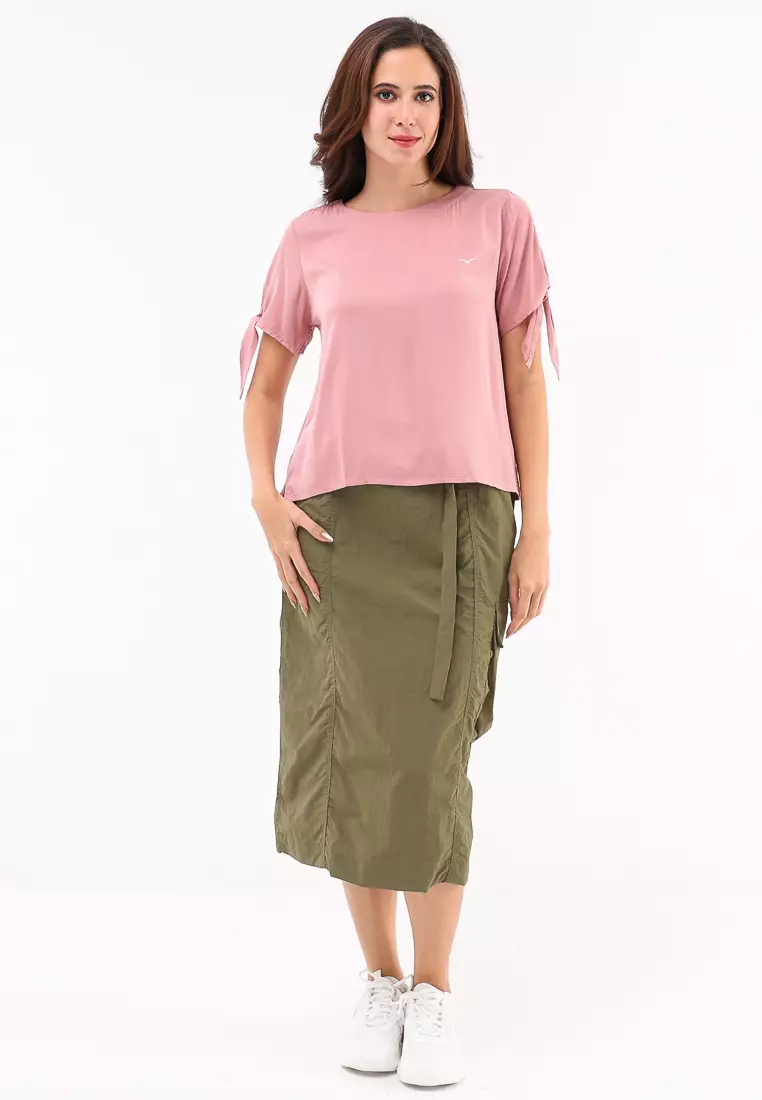 Woven Plain S.Twill Rayon Short Sleeve Blouse