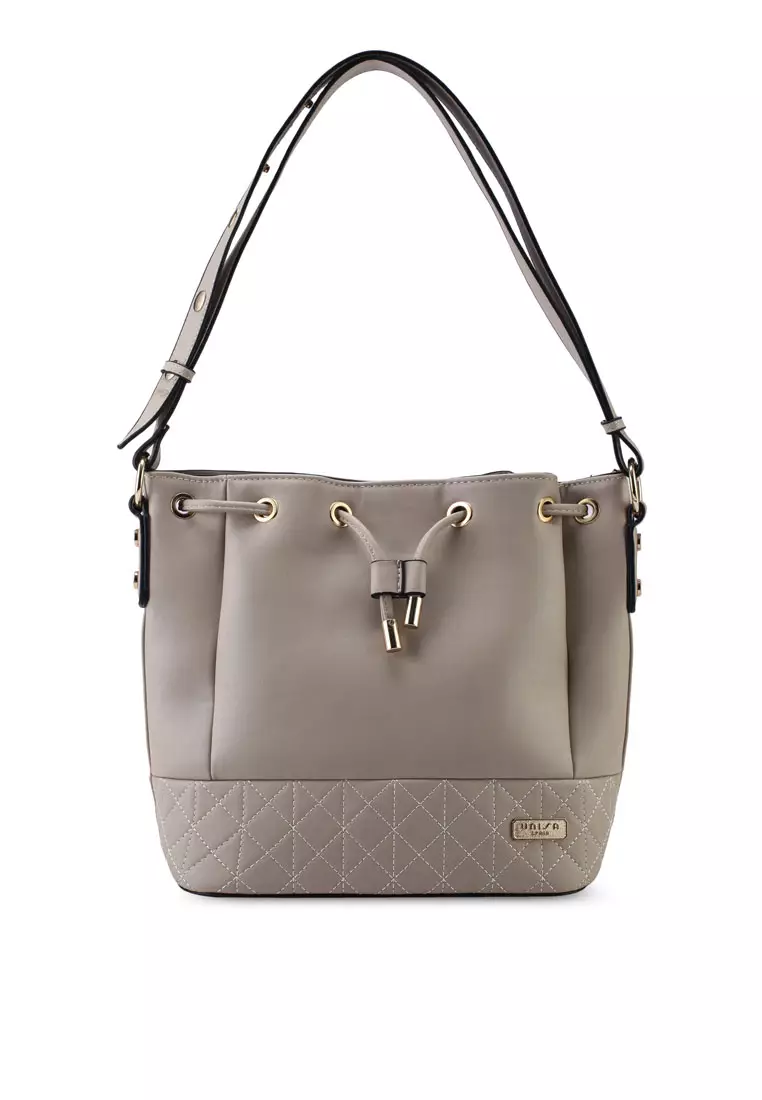 Faux Leather Quilted Bucket Bag