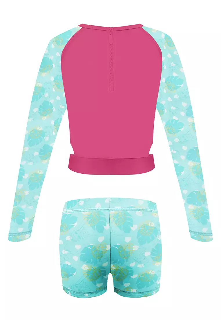 Cropped Rashguard Boyleg Bottom Set Girls Kids Swimwear