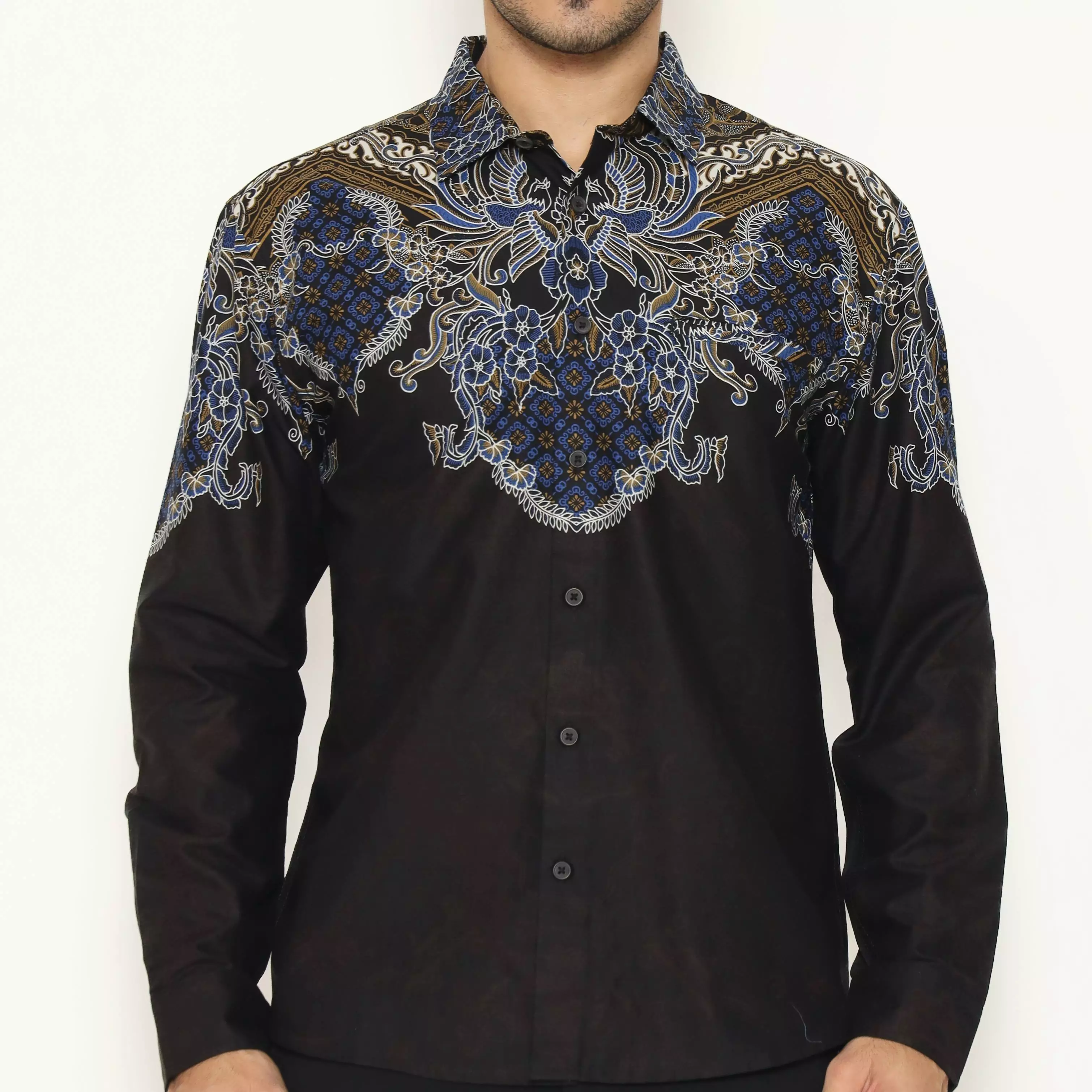 AMK Kemeja Batik Pria Lengan Panjang SHB Hazel L/S Black