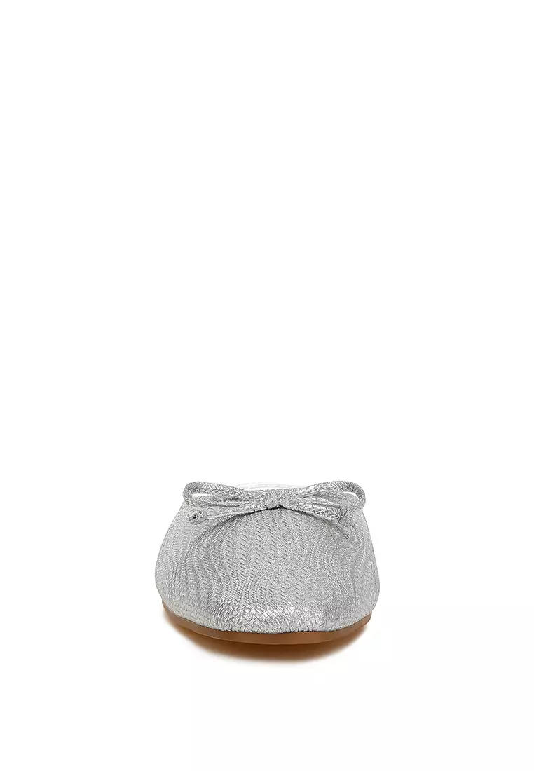 Party Bow Slip-On Mules in Silver