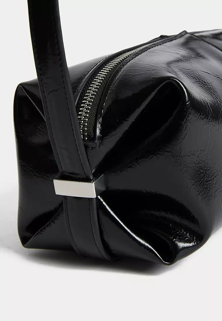 Faux Leather Metallic Cross Body Bag