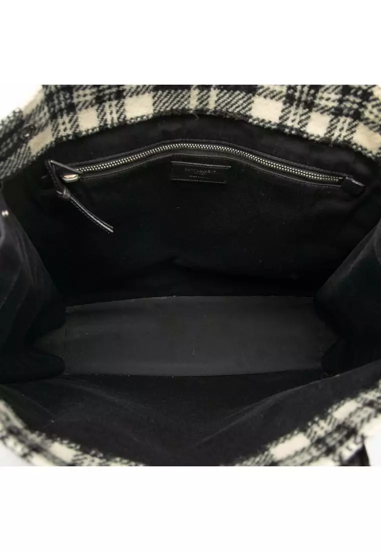 Pre-Loved Saint Laurent Plaid Wool Rive Gauche North South Tote