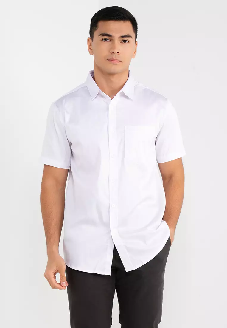 White short cheap sleeve dress shirts