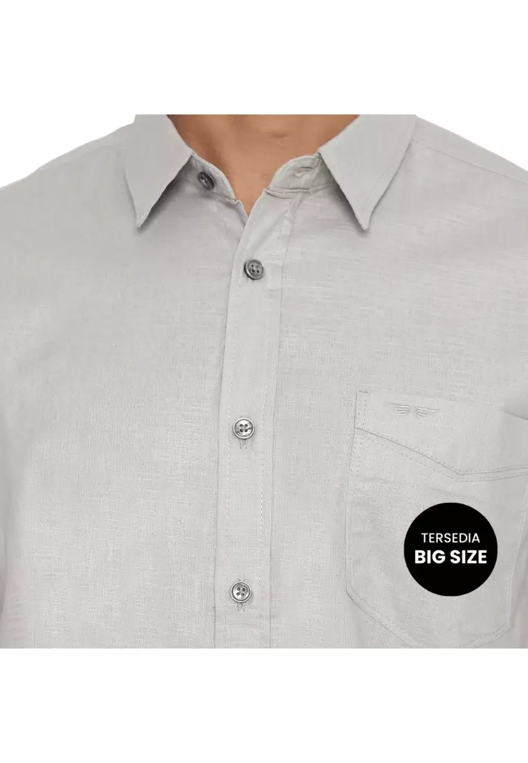 RBJ Kemeja Polos Cotton Slub Light Grey Regular Fit Pria