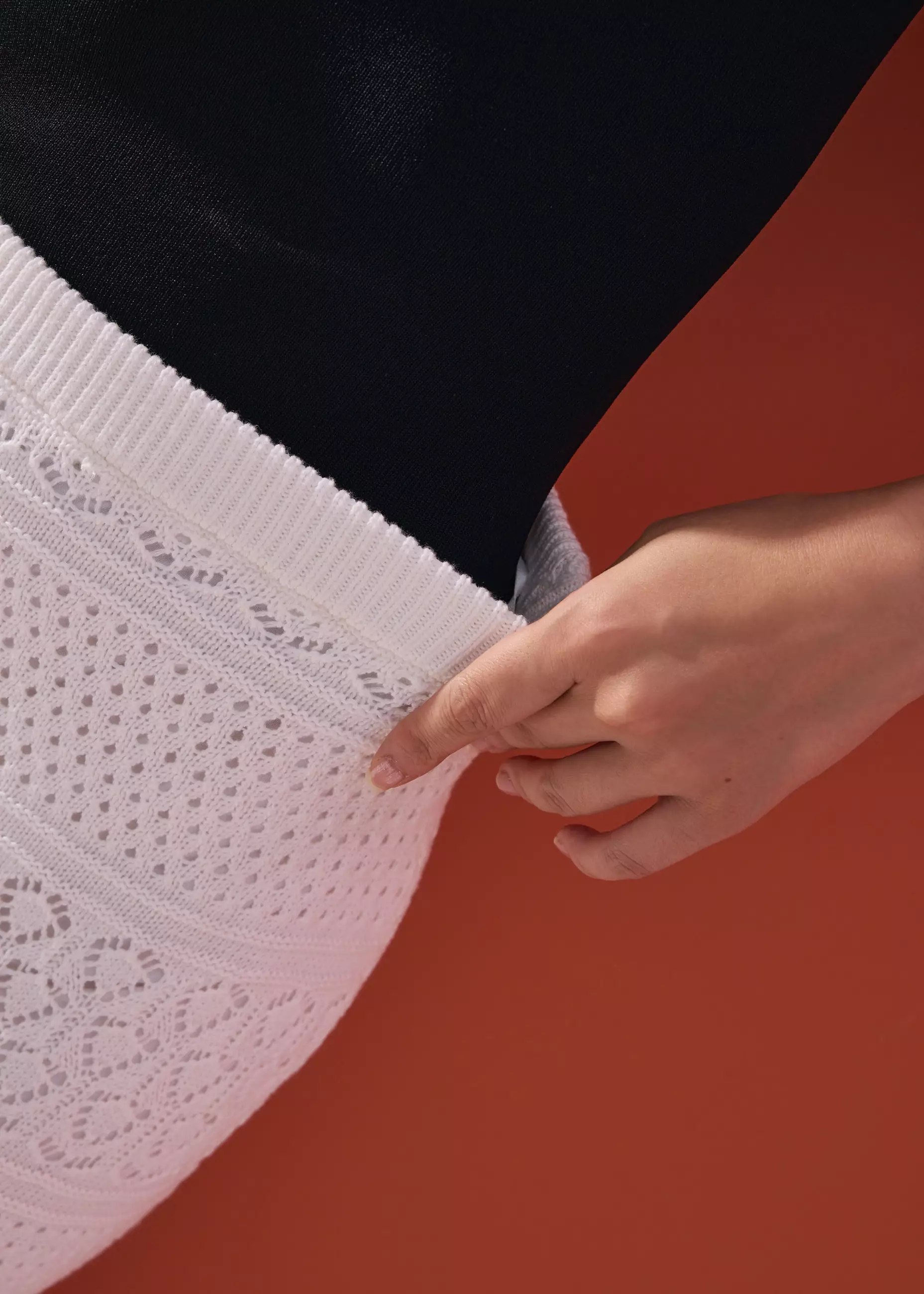 Rok Wanita - Pointelle Contrast Knit High Waist Column Midaxi Skirt