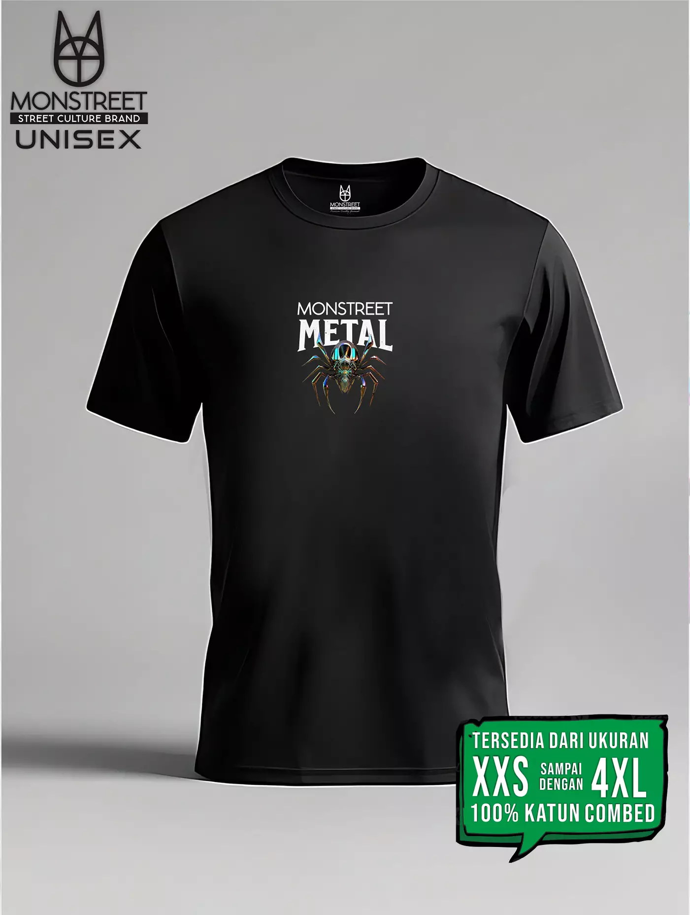 Monstreet Kaos Katun Combed 24S Grafis Reguler Fit Hitam Tshirt UTR132 Cotton Combed 24S Graphic Tshirt Regular Fit Black Tshirt