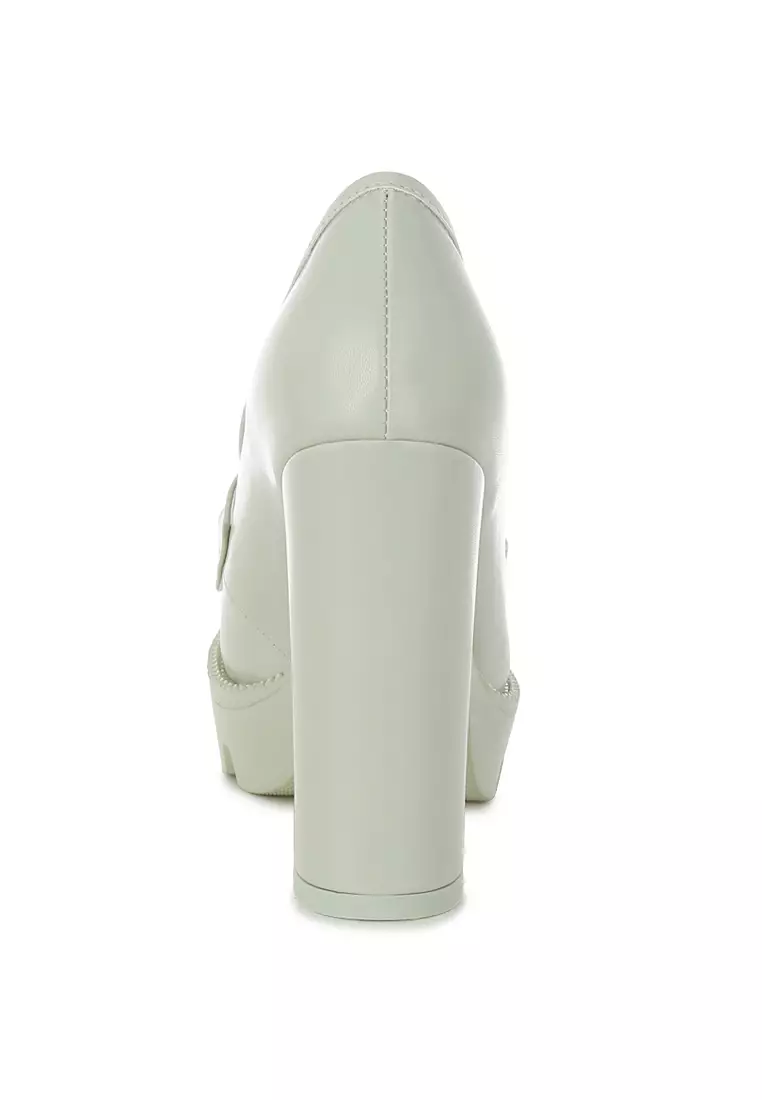 Chunky Chain Link Heeled Loafers in Green