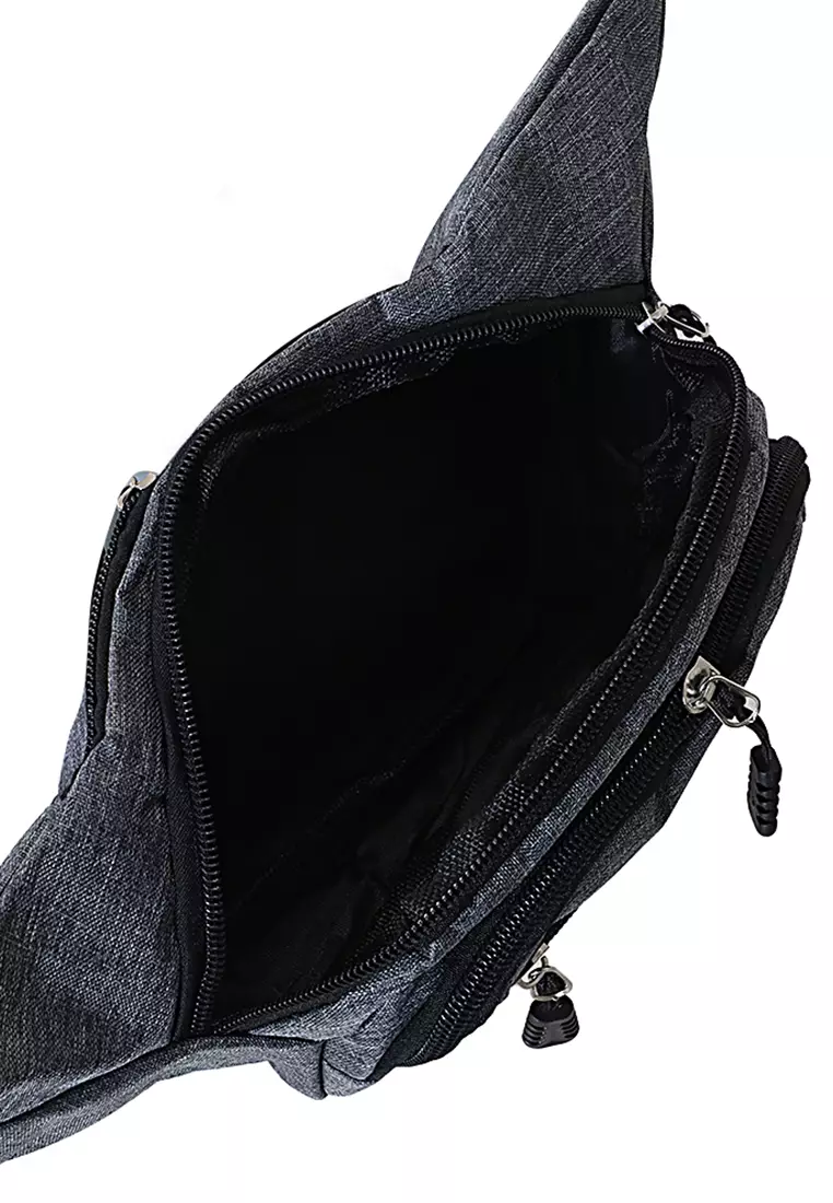 Atera Tas Pinggang Pria Waistbag Design Casual Motif Solid Material Canvas ORIGINAL - Grey
