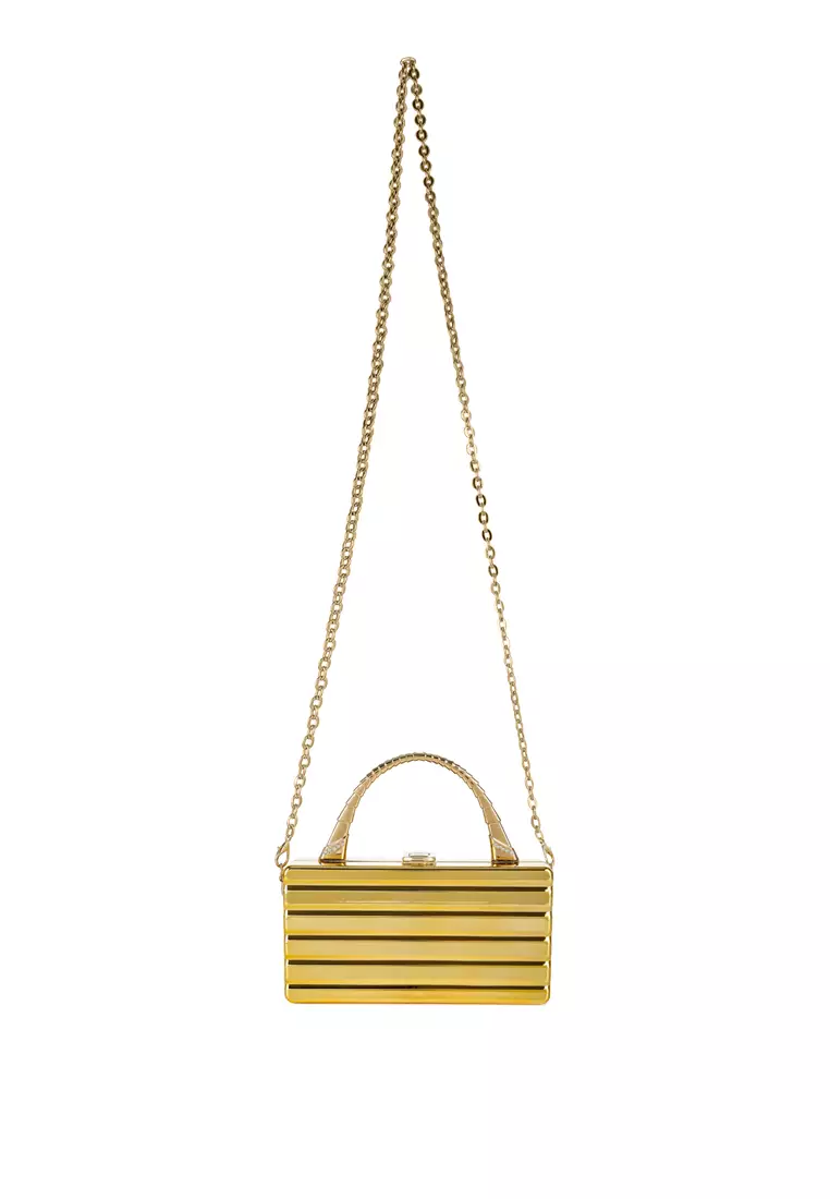Tas Kotak Mini Metalik Emas