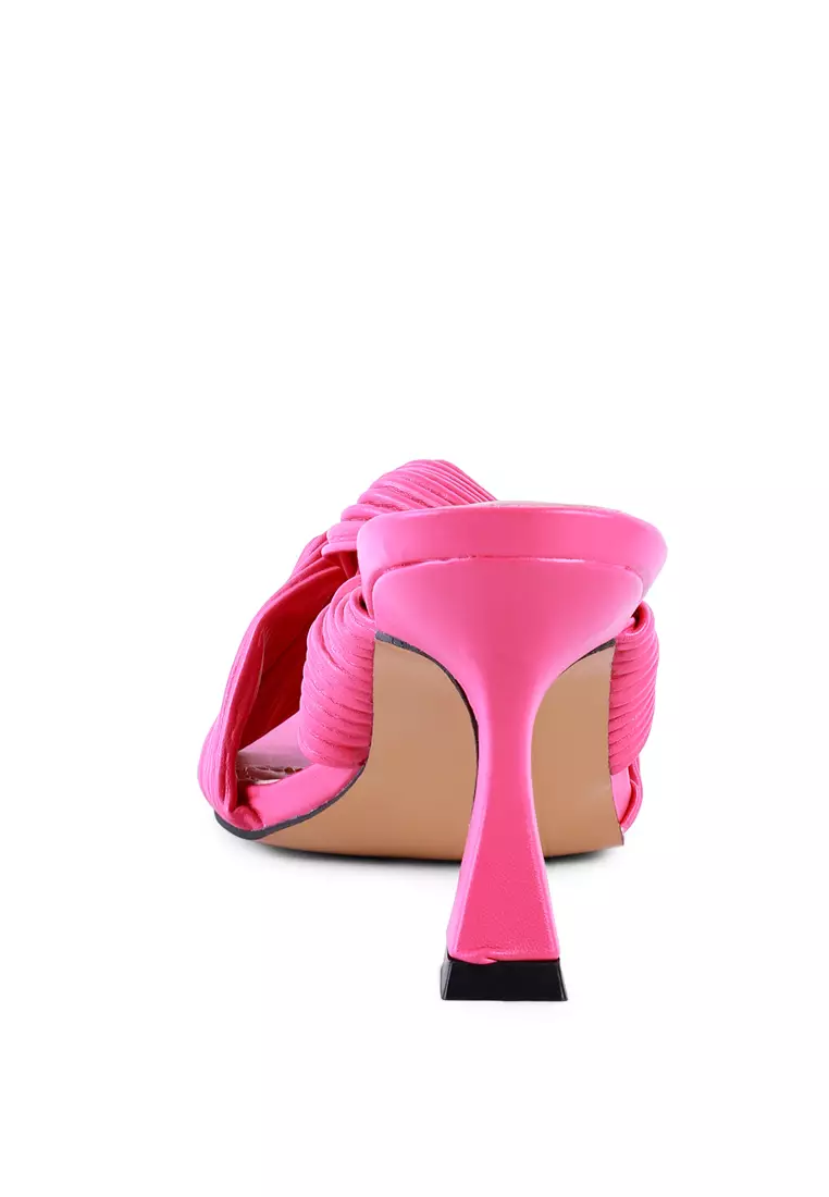 Pink Knot Strap Spool Slide Sandals