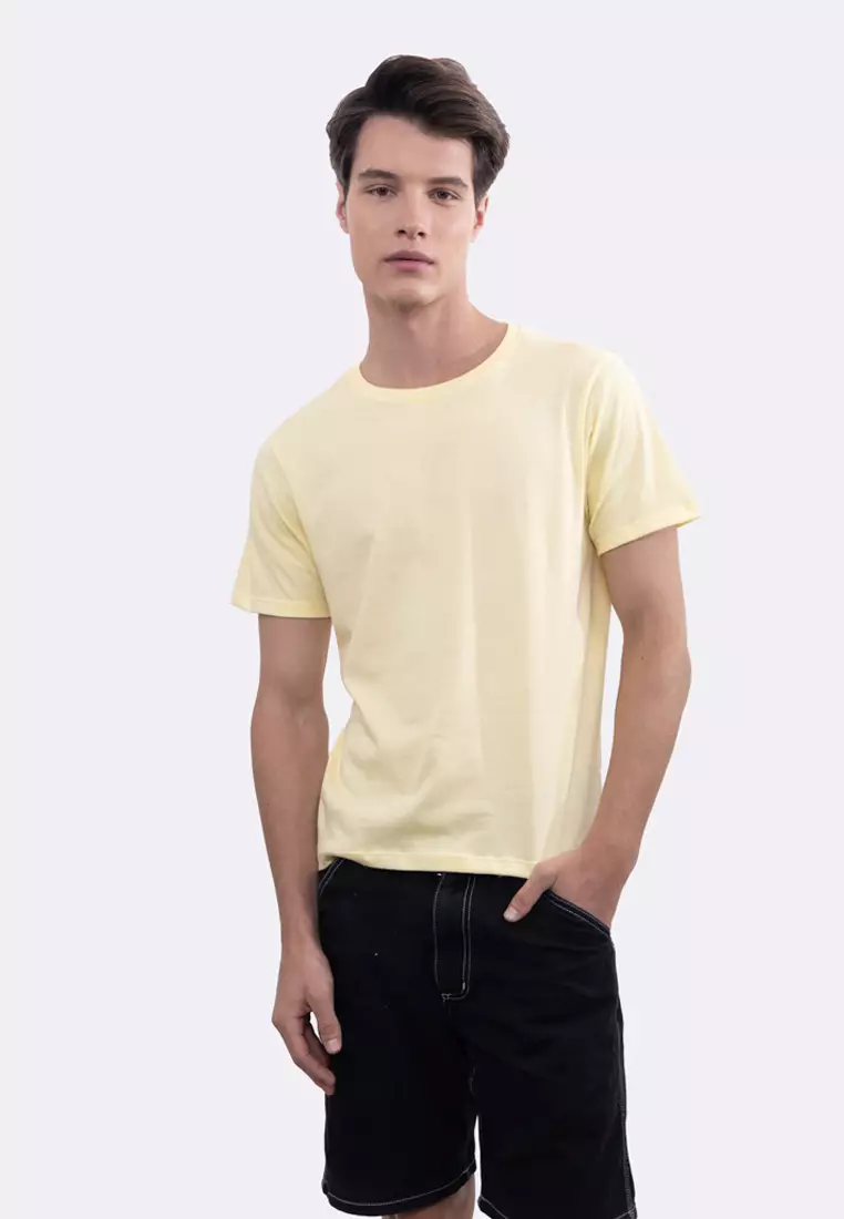 Mens Yellow Round Neck T-Shirt