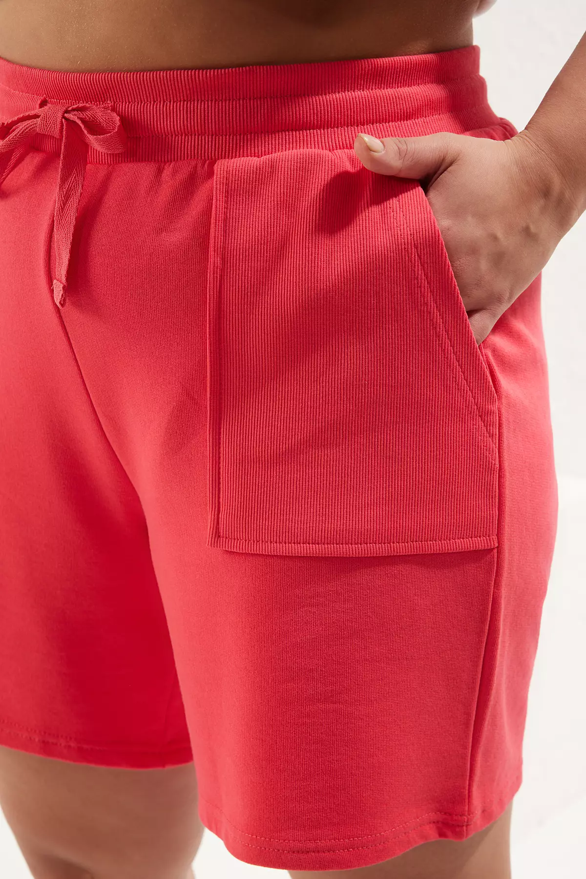 Pocket 2 Yarn Knitting Plus Size Shorts