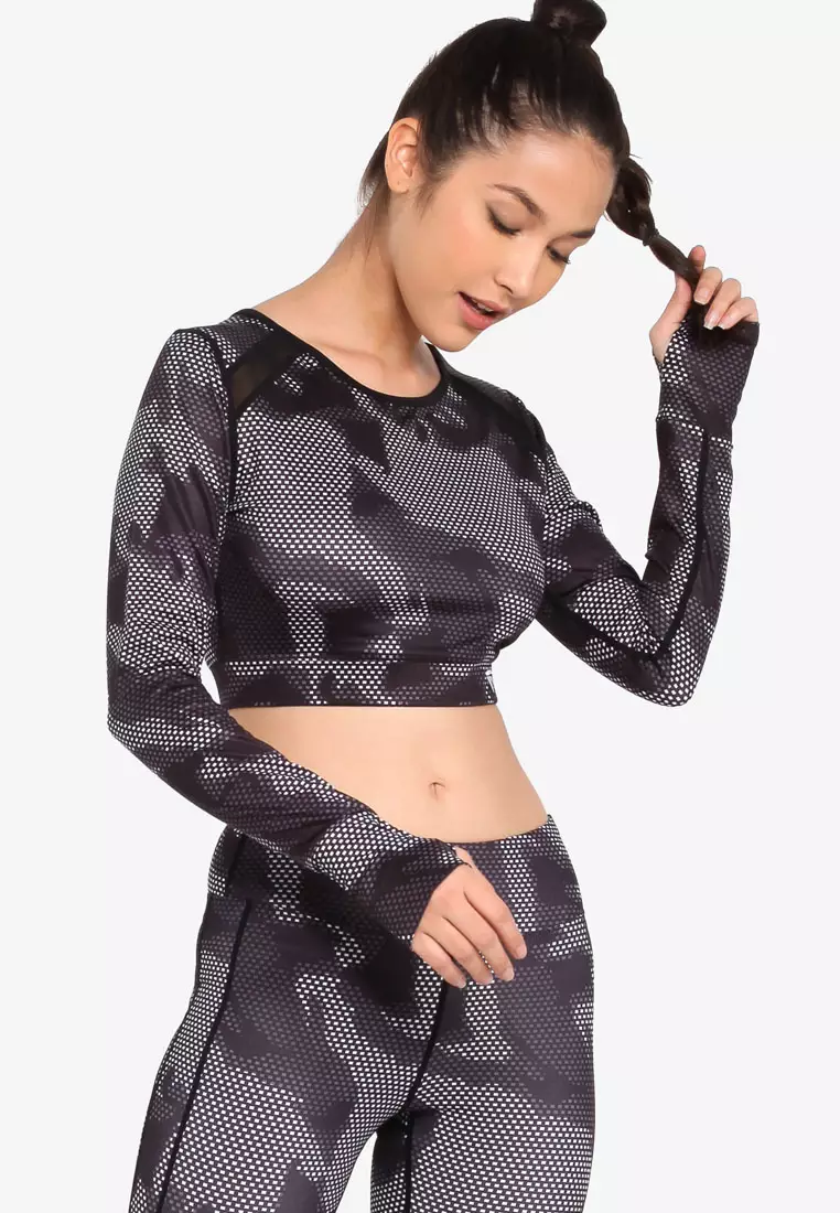 Long Sleeve Crop Top and Sports Bra