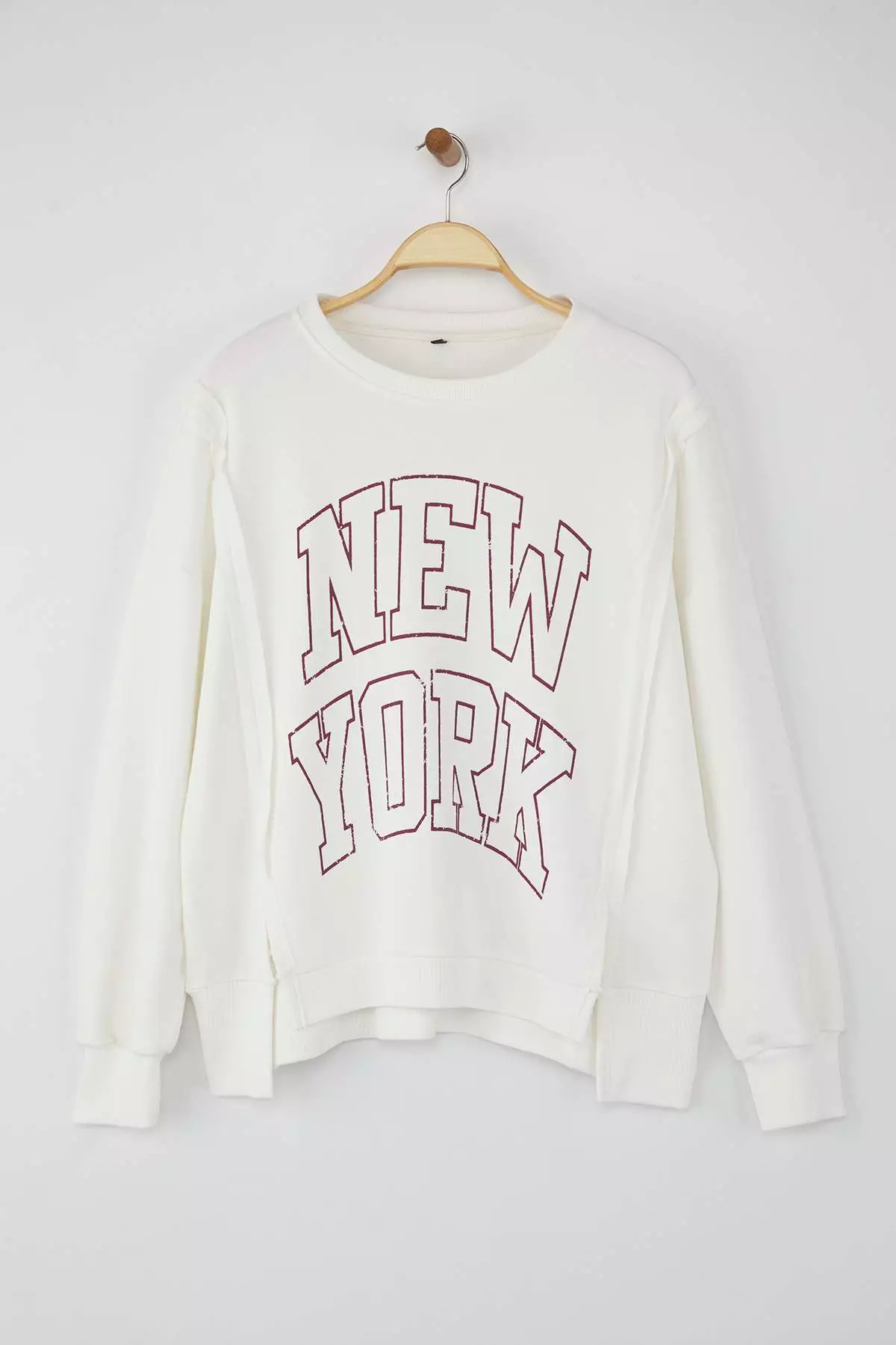 Ecru State Printed Oversize Fit Plus Size Sweatshirt Tbbaw26Ao00014