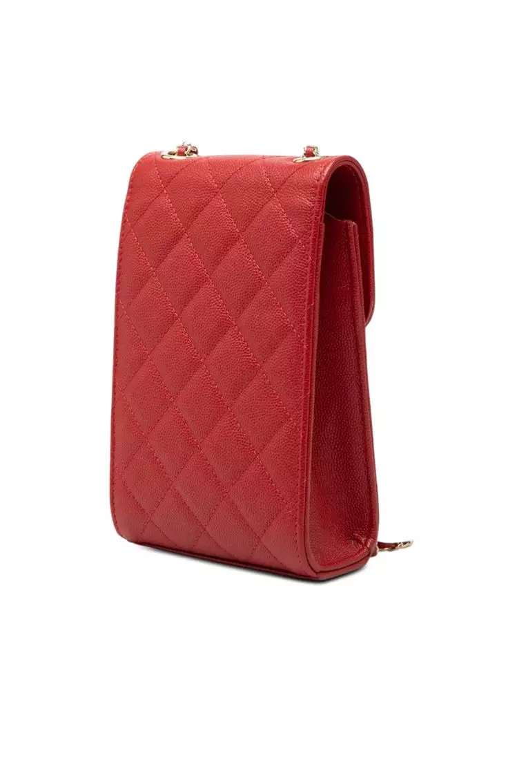 Pre-Loved Chanel Quilted Caviar Golden Class Phone Holder