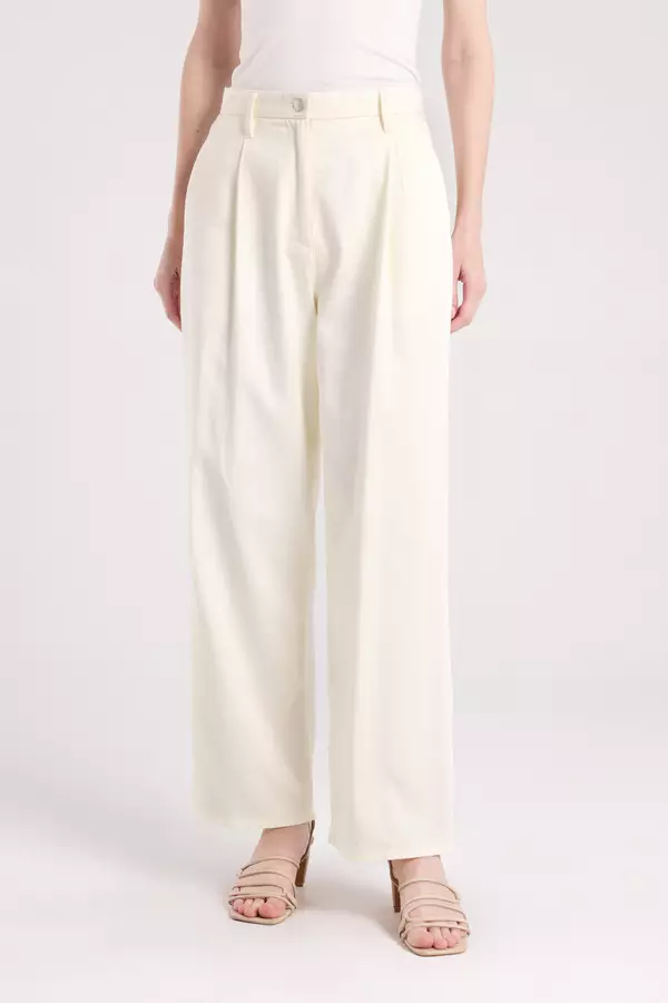 MINIMAL - Ludwig - Celana Lurus Lipit - White Warna White