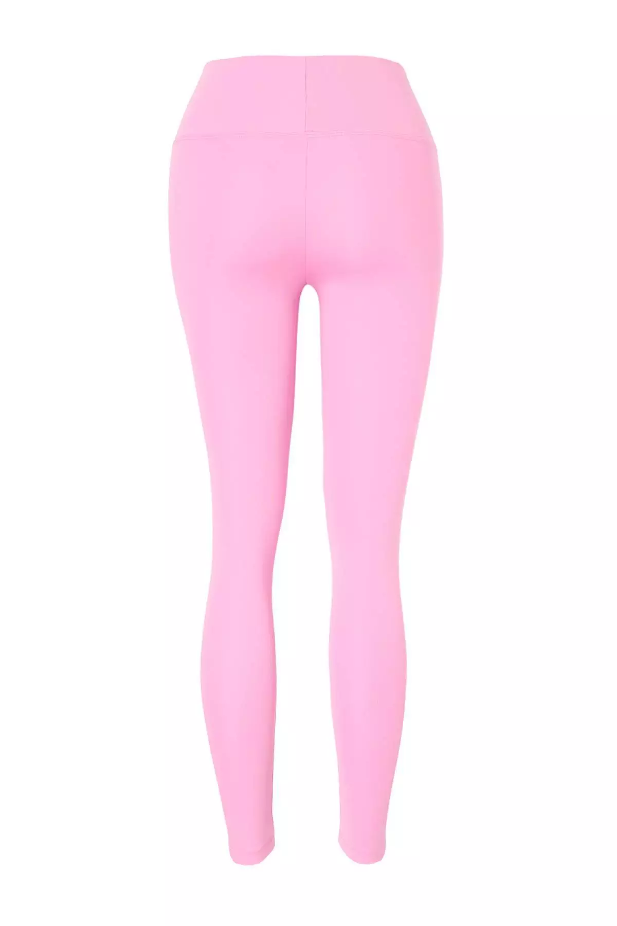 Pink Wide Waist Elastic Extra Gathering Full Length Knitted Sports Leggings Twoaw21Ta29