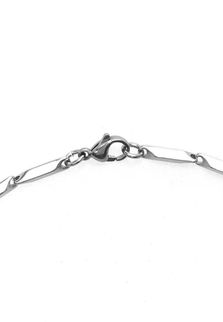 Ainsley Aksesoris Fashion Pria Wanita Necklace Desain Rantai Padi Material Titanium ORIGINAL - White