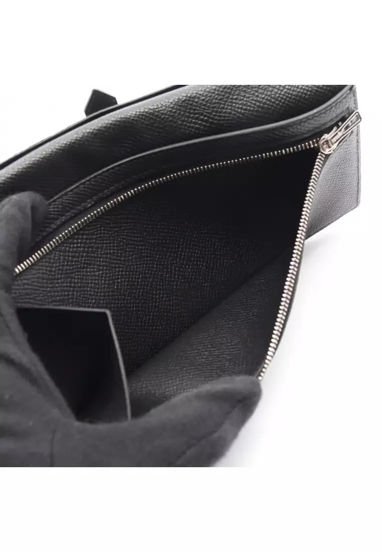 Pre-Loved Hermès bear souffle Bi-fold Long Wallet Veau epsom black black hardware U stamp