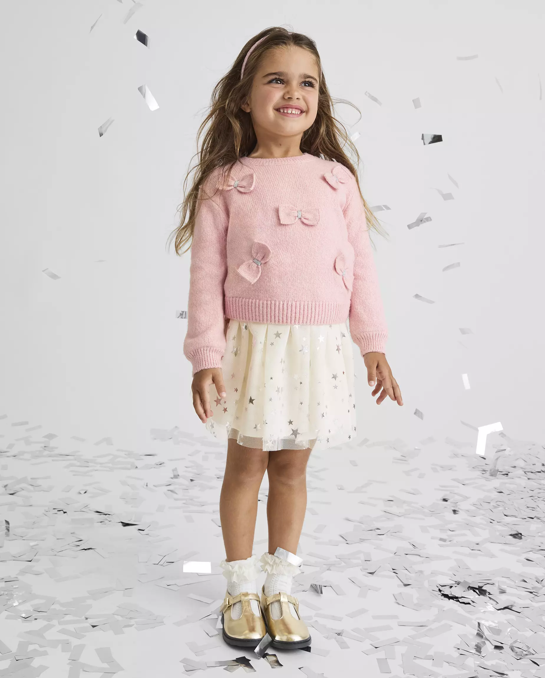 Toddler Girls Foil Star Tutu Skirt -Rok Bayi Perempuan (Putih)