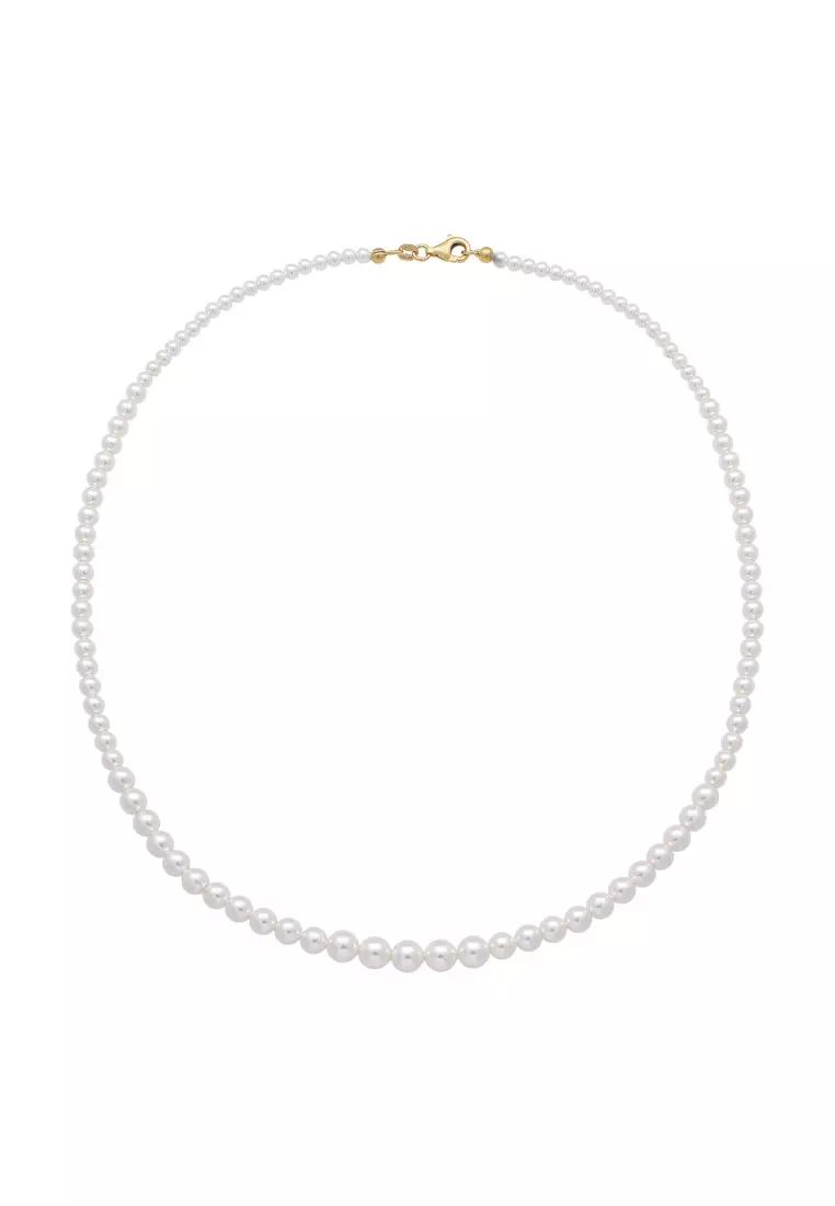 Kalung Perhiasan Perak 925 Wanita Elegant Swarovski&reg; Pearl Gold Plated