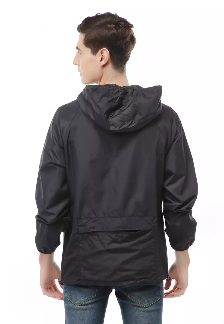 Clover Outerwear Jacket Hoodie Pria Jaket Olahraga Material Parasut ORIGINAL - Black