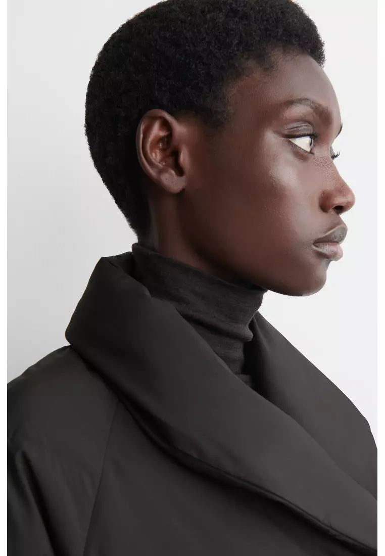 SHAWL-COLLAR QUILTED DOWN LONG COAT