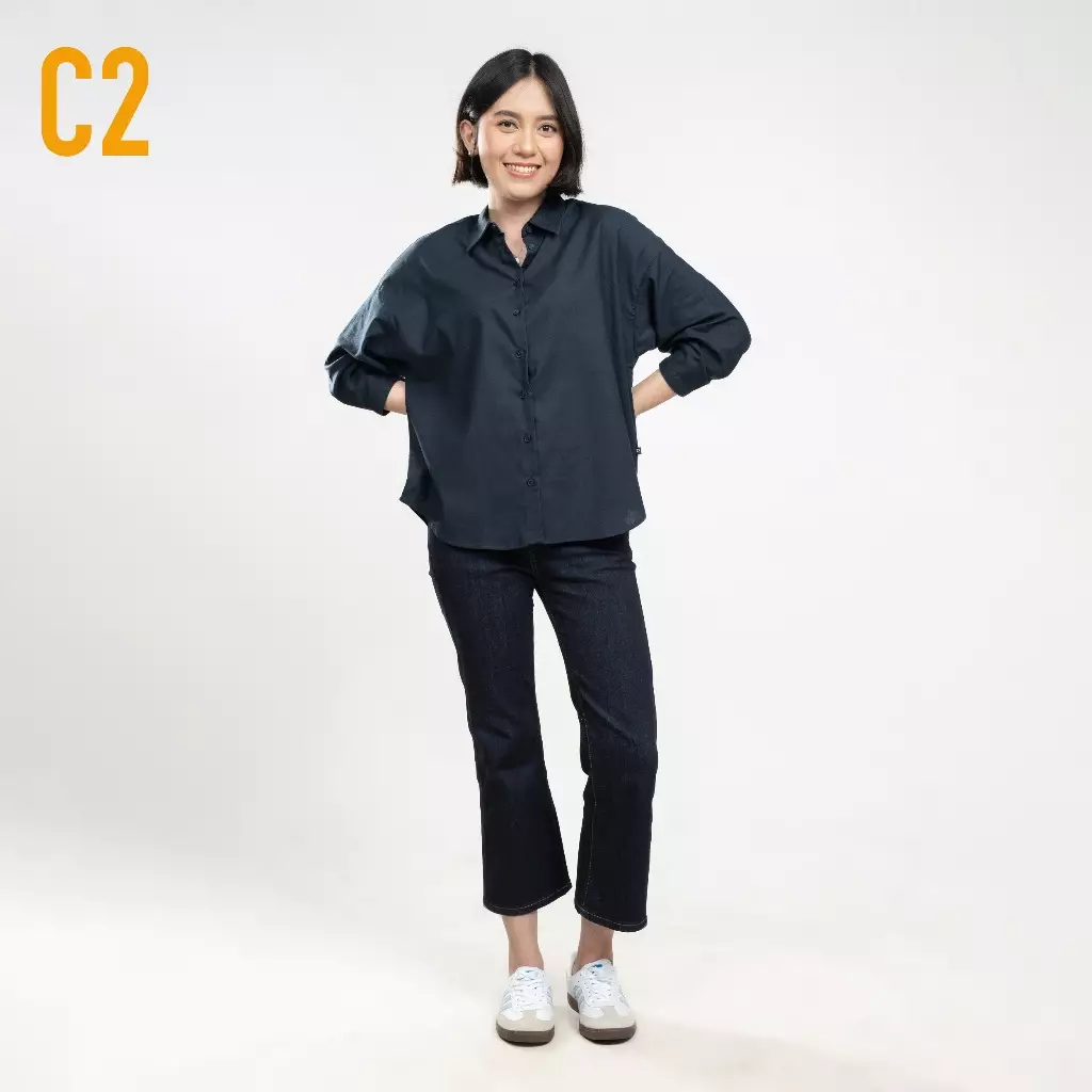 C2 Krazen Navy Kemeja Casual Oversize Wanita