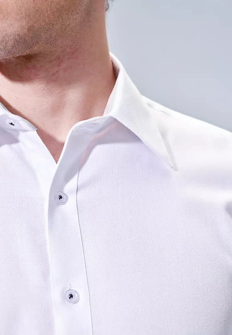 White Texture Slim Fit Shirt