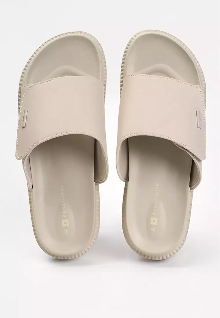 Women's Platform Slides with Metal Branding