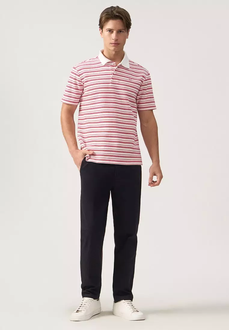 Regular Fit Striped Polo Shirt In Honeycomb Pique