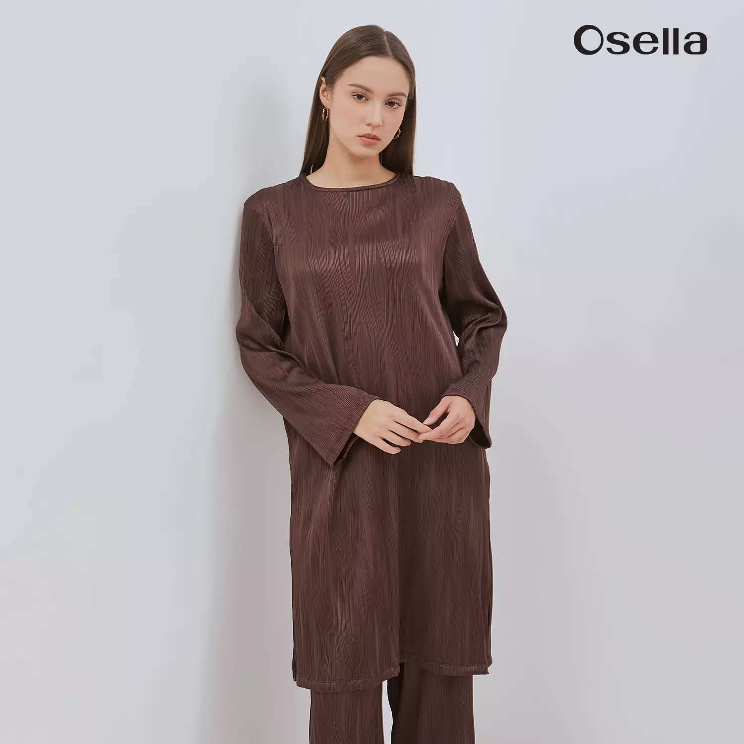 Osella Elexia Textured Knit Tunic Set 1157660156 | Set Wanita Raya Lengan Panjang